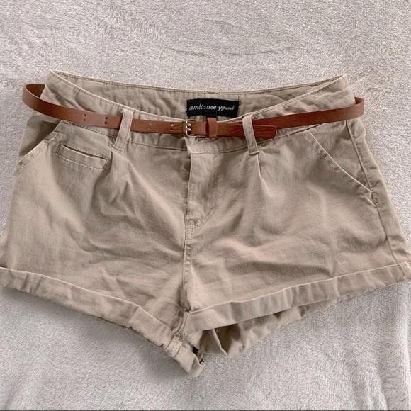 Tan shorts by ambiance apparel size sm with belt - Picture 1 of 7